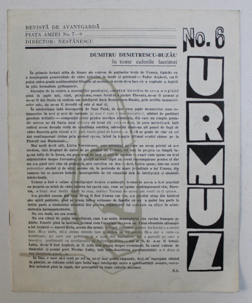 URMUZ  - REVISTA DE AVANTGARDA , NO . 6 , 1983