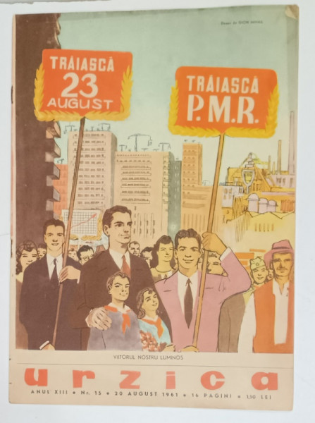 URZICA , REVISTA BILUNARA DE SATIRA SI UMOR , NR. 15 , coperta de GION MIHAIL  , 1961