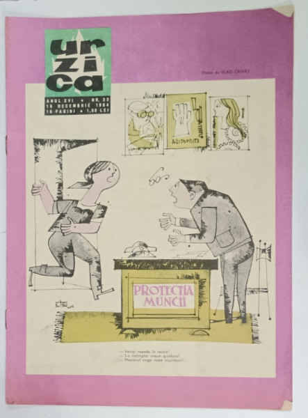 URZICA , REVISTA BILUNARA DE SATIRA SI UMOR , NR. 23 , coperte de VLAD CRIVAT si EUGEN TARU  , 1964