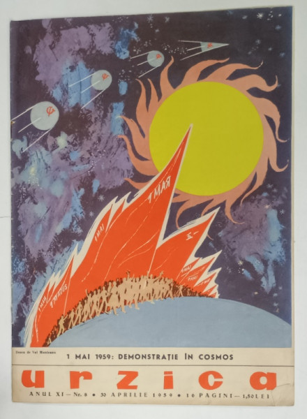 URZICA , REVISTA BILUNARA DE SATIRA SI UMOR , NR. 8 , coperta de VAL MUNTEANU  , 1959