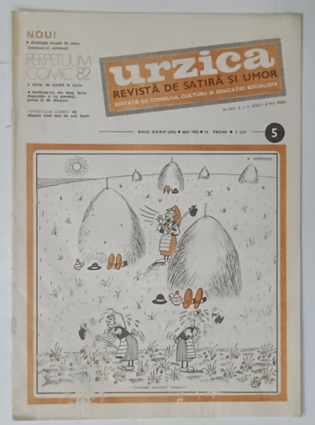 URZICA , REVISTA DE SATIRA SI UMOR , NR. 5 , 1982