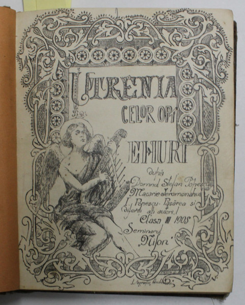 UTRENIA CELOR OPT EHURI - ,CONTINUAREA UTRENIEI - PENTICOSTARUL , CARTE DE MUZICA PSALTICA dupa STEFAN POPESCU , MACARIE IEROMONAHUL , I. POESCU - PASAREA ,  COLEGAT , 1904 - 1908 , SEMINARUL ' NIFON '
