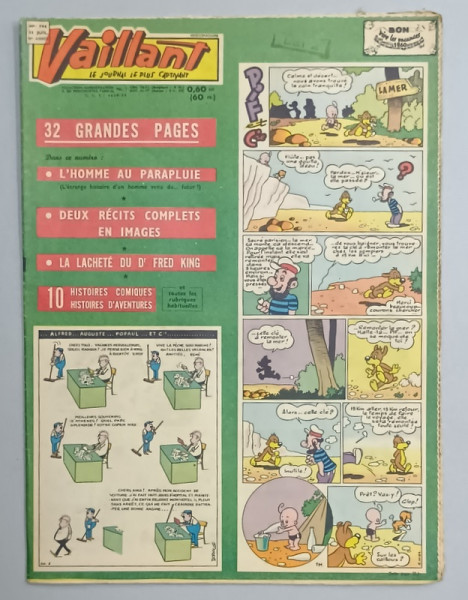 VAILLANT , LE JOURNAL LE PLUS CAPTIVANT , No. 794 , 1960, BENZI DESENATE CU TEXT IN LIMBA FRANCEZA