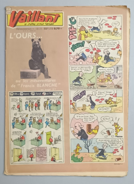 VAILLANT , LE JOURNAL LE PLUS CAPTIVANT , No. 817 , 1961, BENZI DESENATE CU TEXT IN LIMBA FRANCEZA