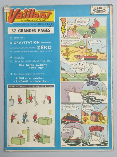 VAILLANT , LE JOURNAL LE PLUS CAPTIVANT , No.797 , 1960, BENZI DESENATE CU TEXT IN LIMBA FRANCEZA