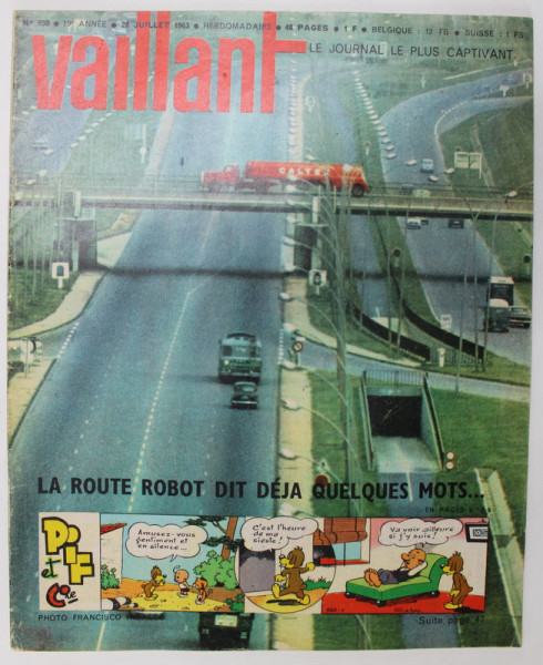VAILLANT , LE JOURNAL LE PLUS CAPTIVANT , REVISTA CU BENZI DESENATE PENTRU COPII , TEXT IN LIMBA FRANCEZA , No. 950 / 1963