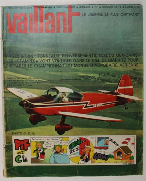 VAILLANT , LE JOURNAL LE PLUS CAPTIVANT , REVISTA CU BENZI DESENATE PENTRU COPII , TEXT IN LIMBA FRANCEZA , No. 957 / 1963