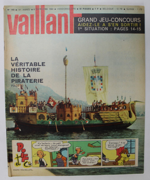 VAILLANT , LE JOURNAL LE PLUS CAPTIVANT , REVISTA CU BENZI DESENATE PENTRU COPII , TEXT IN LIMBA FRANCEZA , No. 960 / 1964