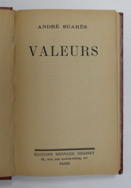 VALEURS par ANDRE SUARES , 1936