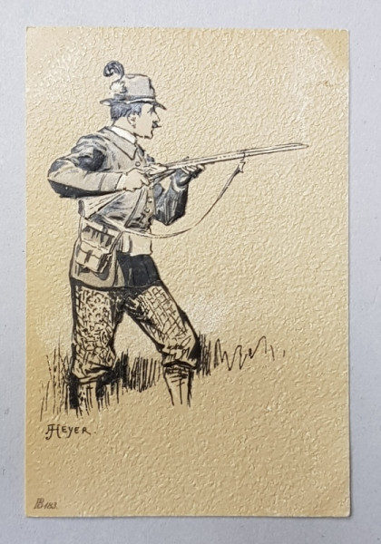 VANATOR , CARTE POSTALA ILUSTRATA , EMBOSATA , CLASICA