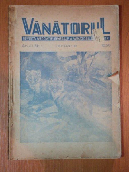 VANATORUL, REVISTA ASOCIATIEI GENERALE A VANATORULUI DIN R.P.R.  ANUL II , NR. 1 IANUARIE 1950
