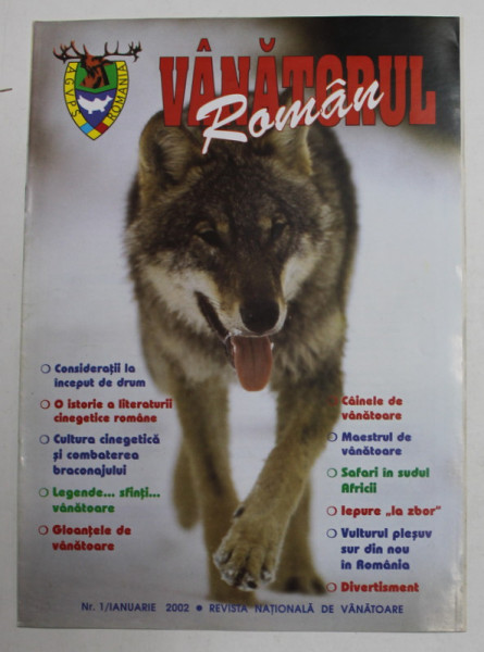 VANATORUL ROMAN , REVISTA  A.G.V.P.S. DIN ROMANIA , ANUL I , NR. 1 , SERIE NOUA ,  2002