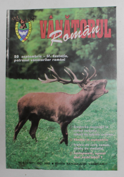 VANATORUL ROMAN , REVISTA  A.G.V.P.S. DIN ROMANIA , ANUL I , NR. 9-10 , SERIE NOUA ,  2002