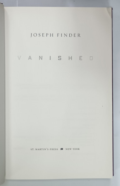 VANISHED by JOSEPH FINDER , 2009