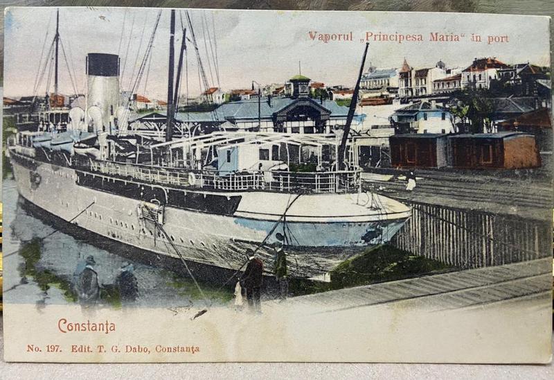 VAPORUL ' PRINCIPESA MARIA ' IN PORT , CONSTANTA , CARTE POSTALA ILUSTRATA , 1906