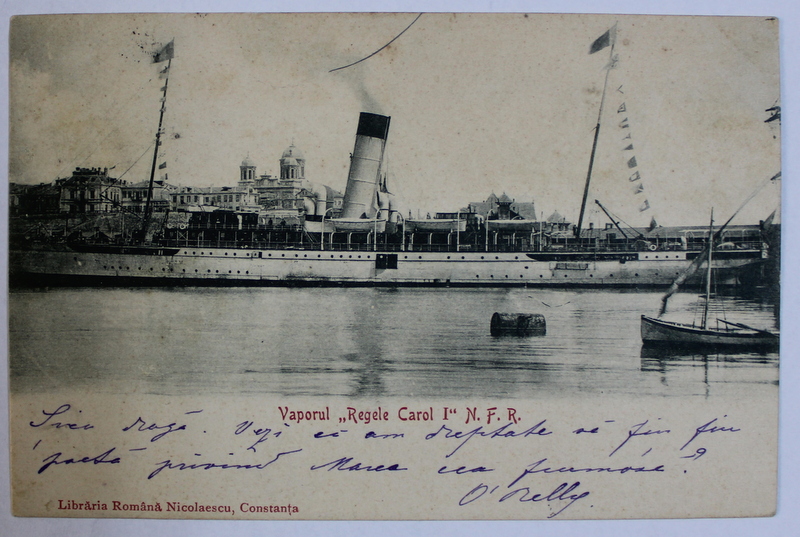VAPORUL  ' REGELE CAROL I ' N.F.R. , CARTE POSTALA ILUSTRATA , MONOCROMA , CLASICA , 1902