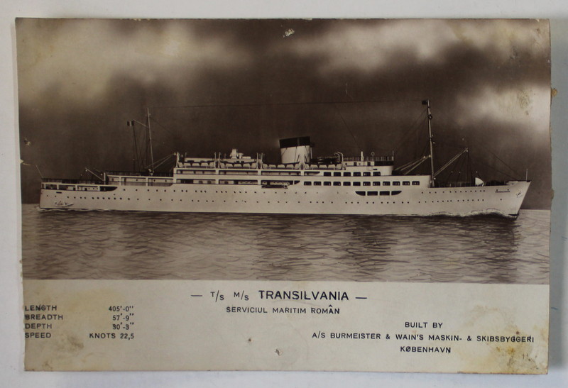 VAPORUL TRANSILVANIA , CARTE POSTALA ILUSTRATA , INTERBELICA