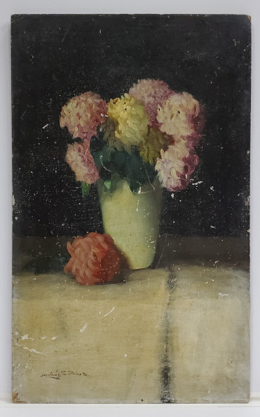 Vas cu Crizanteme - Semnat stanga jos indescifrabil