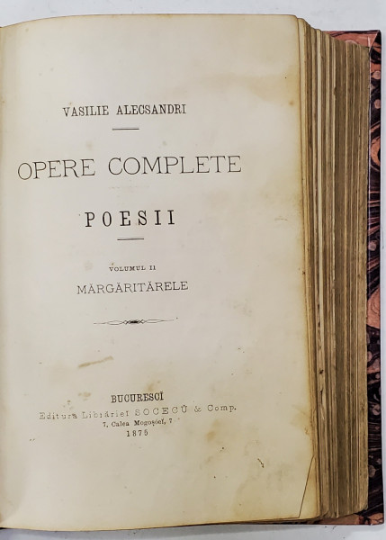 VASILE ALECSANDRI, IV VOLUME, OPERE COMPLETE POESII - BUCURESTI, 1875