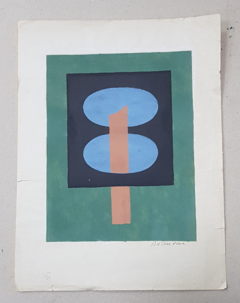 VASILE DOBRIAN ( 1912 - 1999 ) , GRAVURA POLICROMA SEMNATA OLOGRAF , 1991