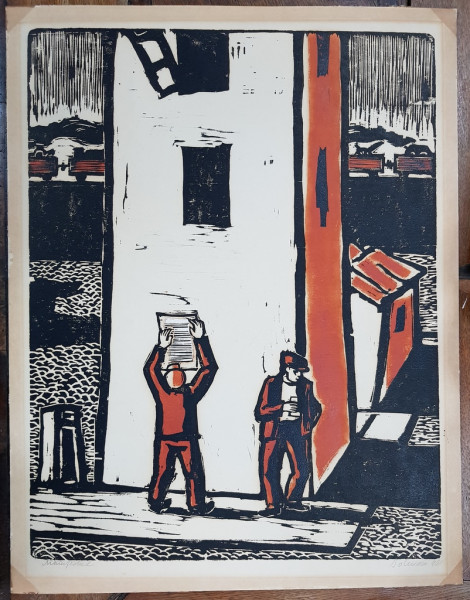 Vasile Dobrian (1912-1999) - Manifestul, Linogravura