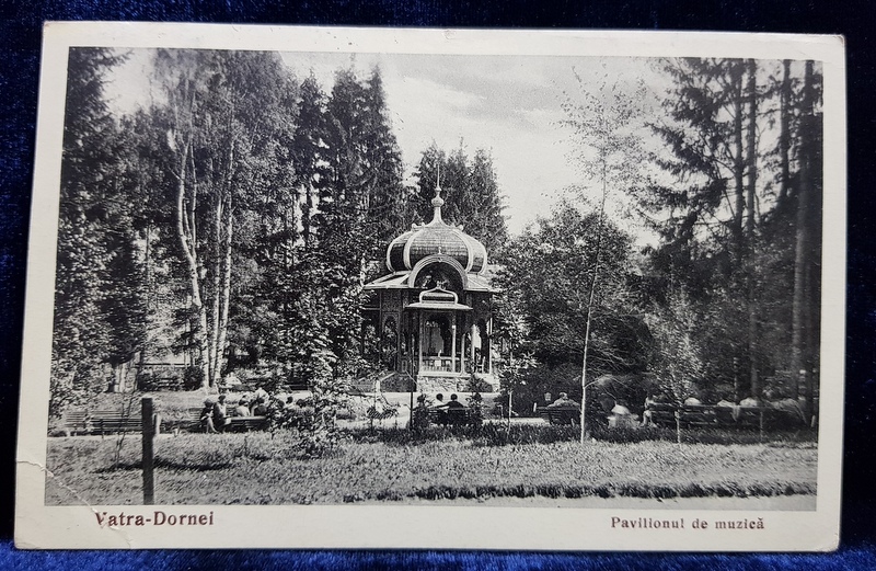 VATRA DORNEI- PAVILIONUL DE MUZICA , CARTE POSTALA ILUSTRATA, MONOCROMA, CIRCULATA , DATATA 1939 , DE LA MARIA  PANU CATRE ANNA I. CHENDI *