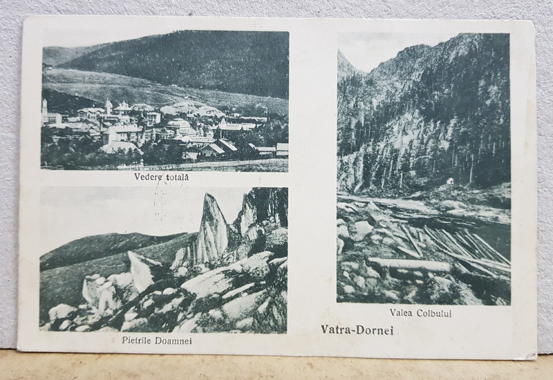 VATRA DORNEI , VEDERE GENERALA , PIETRELE DOAMNEI , VALEA COLBULUI , CARTE POSTALA ILUSTRATA , MONOCROMA, CIRCULATA , DATATA 1937