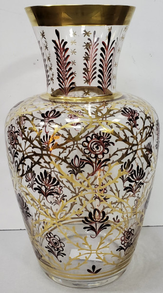Vaza din sticla pictata manual cu aur coloidal, Secol