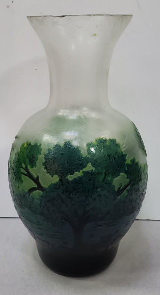 Vaza din sticla stratificata, pictata manual si semnata