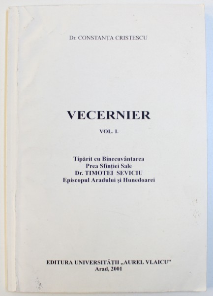 VECERNIER VOL. I de CONSTANTA CRISTESCU , 2001