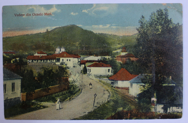 VEDERE DIN OCNELE MARI , CARTE POSTALA ILUSTRATA , POLICROMA, CIRCULATA , DATATA 1912