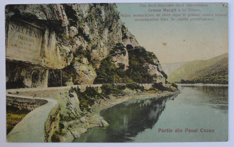 VEDERE DIN PASUL CAZAN , CARTE POSTALA ILUSTRATA , POLICROMA, CIRCULATA , PERIOADA INTERBELICA