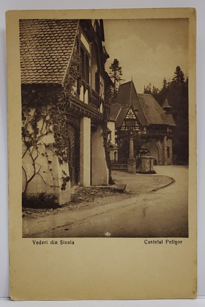 VEDERE DIN SINAIA , CASTELUL PELISOR , CARTE POSTALA ILUSTRATA