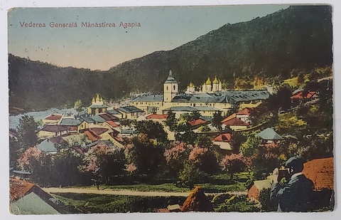 VEDERE GENERALA MANASTIREA AGAPIA , CARTE POSTALA , 1926
