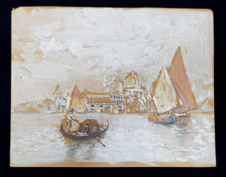 VENETIA VAZUTA DE PE MARE , PICTURA , SEMNATA C. RADULESCU