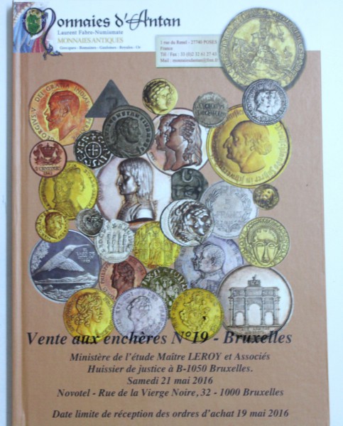 VENTE AUX ENCHERES NO 19 - BRUXELLES ( CATALOG LICITATIE MONEDE )