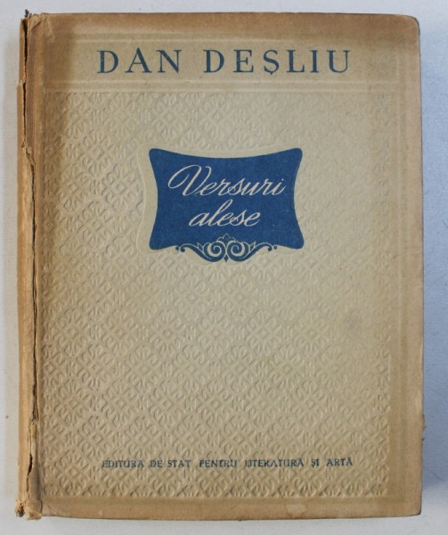 VERSURI ALESE de DAN DESLIU , 1953 , DEDICATIE*