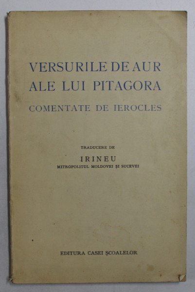 VERSURILE DE AUR ALE LUI PITAGORA. COMENTATE DE IEROCLES  1940