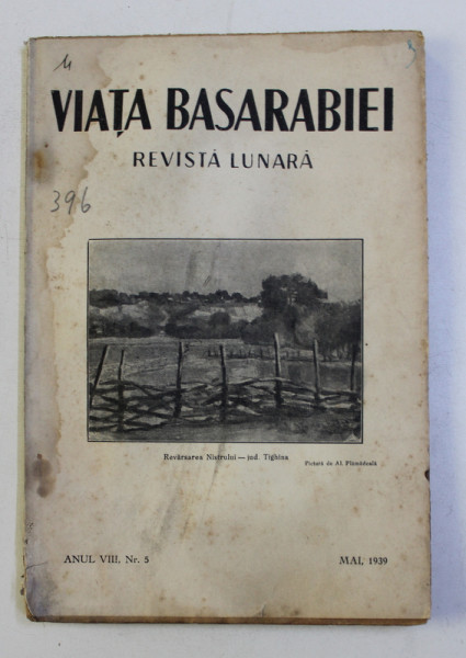 VIATA BASARABIEI , REVISTA LUNARA ANUL VIII NR. 5 , MAI 1939