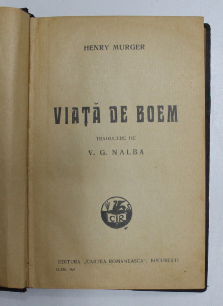 VIATA DE BOEM de HENRY MUGLER , 1927