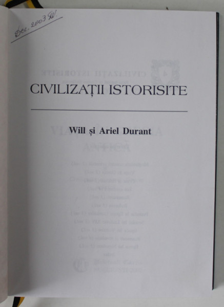 VIATA IN GRECIA ANTICA de WILL DURANT , VOLUMUL I : CIVILIZATIA EGEEANA , GRECIA ARHAICA , 2002, EDITURA PRIETENII CARTII