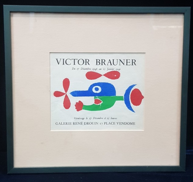 VICTOR BRAUNER, Invitatie la vernisajul expozitiei din 17 Decembrie 1948 - 15 Ianuarie 1949
