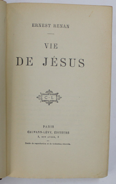 VIE DE JESUS par ERNEST RENAN , 1912