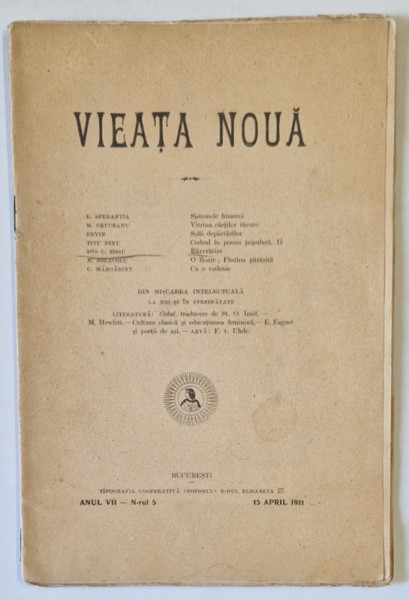 VIEATA NOUA , REVISTA , NR. 5 , 1911