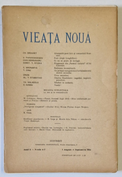 VIEATA NOUA , REVISTA , NR. 6-7 , 1914