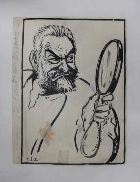 VINTILA BRATIANU - CARICATURA PENTRU ZIARUL DREPTATEA  de B 'ARG ( ION BARBULESCU 1887 - 1969 ) , SEMNATA STANGA JOS , PERIOADA INTERBELICA