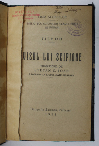 VISUL LUI SCIPIONE de CICERO , 1919