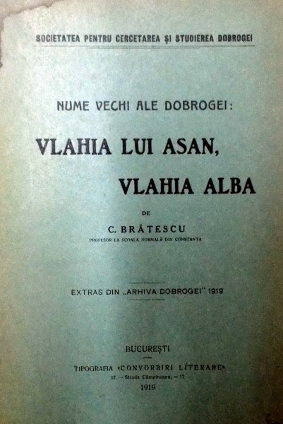 VLAHIA LUI ASAN, VLAHIA ALBA de C. BRATESCU  1919