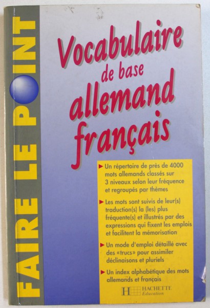 VOCABULAIRE DE BASE ALLEMAND FRANCAIS  par CHARLES CHATELANAT...THEO HENZI , 1993