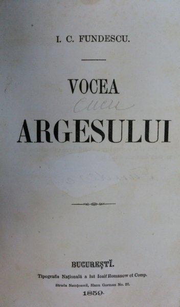 Vocea Argesului 1859   I.C. FUNDESCU